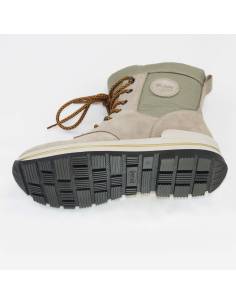 Botas de invierno cálidas para mujer en piel nobuck beige y poliéster 2