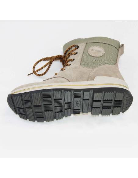 Botas de invierno cálidas para mujer en piel nobuck beige y poliéster