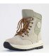 Women's winter boots in beige water-repellent leather and polyester with virgin wool lining