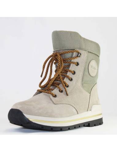 Botas de invierno cálidas para mujer en piel nobuck beige y poliéster