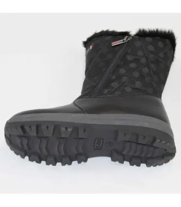 Bottines chaudes pour femme mi-mollet en polyester à pois noirs et fermetures éclair