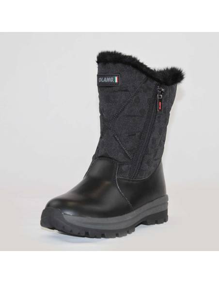 Warme, halbwadenhohe Damenstiefeletten aus Polyester mit schwarzen Gewichten und Reißverschlüssen