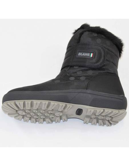 Boots chaudes pour femme en polyester noir à pois et scratch