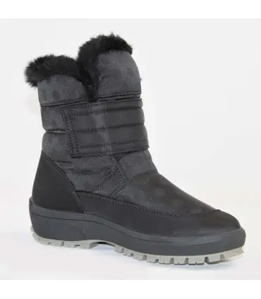Women's warm boots in black polyester with weight and Velcro fastening