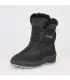 Women's warm boots in black polyester with velcro fastening and faux fur collar
