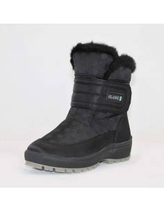Boots chaudes pour femme en polyester noir à pois et scratch