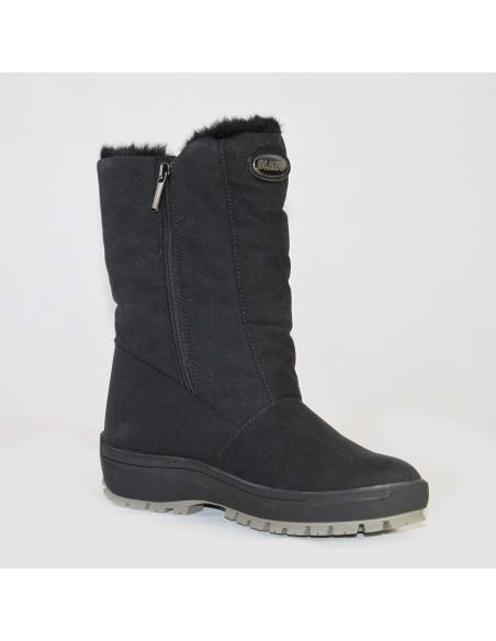 Botas de invierno cálidas para mujer en poliéster negro efecto terciopelo con forro de lana