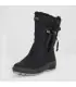 Women's warm winter boots in black polyester velour with pure new wool lining