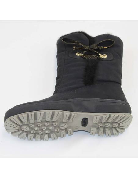Botas de invierno cálidas para mujer en poliéster negro efecto terciopelo con forro de lana