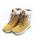 Chaussures chaudes pour femme en cuir hydro jaune et col en laine véritable à motifs