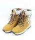 Women's warm winter shoes in yellow hydro leather and patterned real wool collar