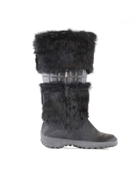 Warme, knöchelhohe Stiefel für Frauen aus Rindsleder und Kaninchenhaar