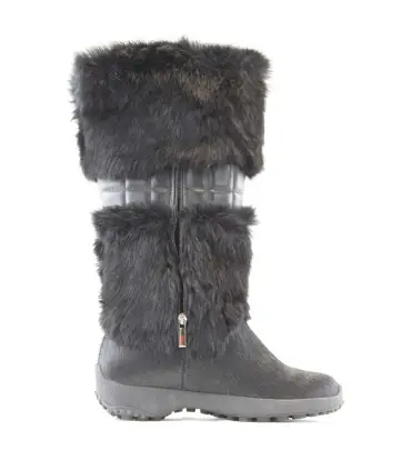 Warm women's ankle boots in cowhide and rabbit hair