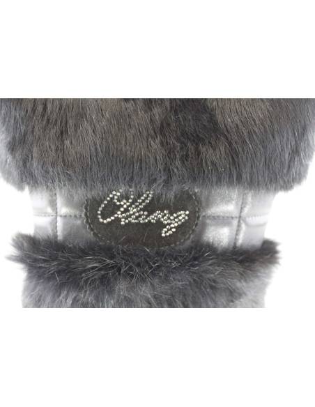 Bottes chaudes montantes pour femmes en cuir de vache et poils de lapin
