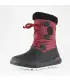 Warm women's ankle boots in red quilted polyester and black rubber upper
