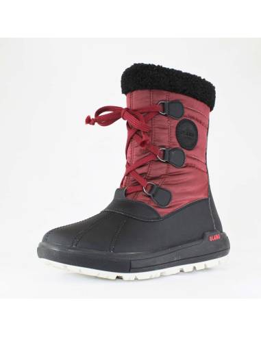 Bottes chaudes d'hiver pour femme en polyester rouge et caoutchouc noir
