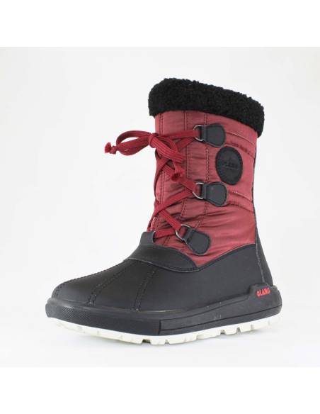Bottes chaudes d'hiver pour femme en polyester rouge et caoutchouc noir