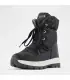 Women's warm winter boots in black hydro leather with polka dots
