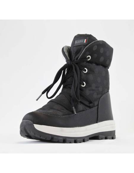 Bottes chaudes d'hiver pour femme en tissu polyester noir à pois