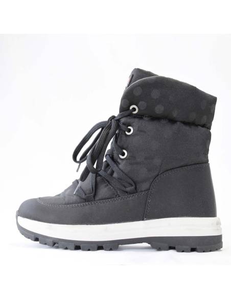 Botas de invierno cálidas de mujer en piel hidrofugada negra con lunares