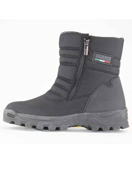 Men's winter boots in polyester with black quilted padding and wool lining