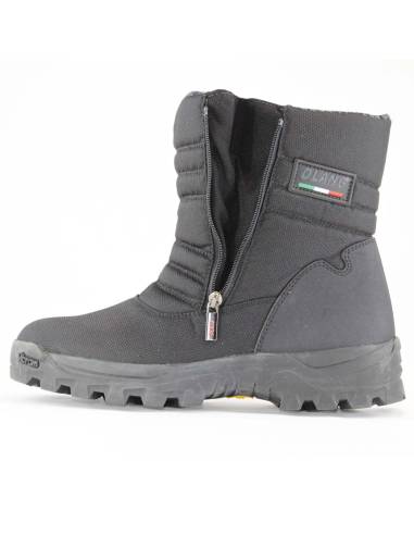 Winterschuhe für Männer aus Polyester mit schwarzer gesteppter Wattierung und Innenfutter aus Wolle.