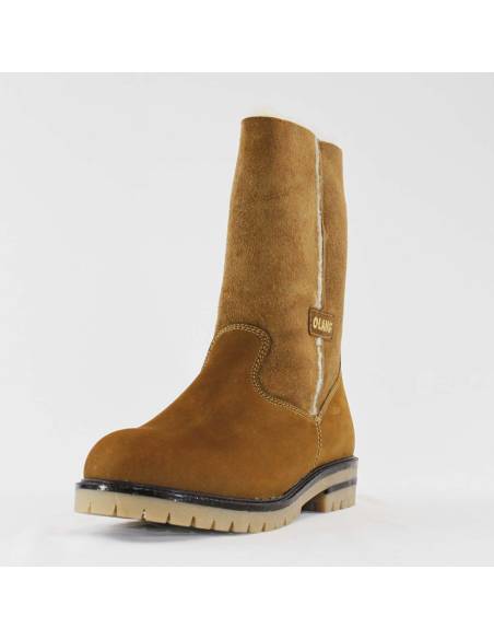 Chaussures chaudes mi-cheville pour femmes en peau de mouton retournée et cuir hydro 