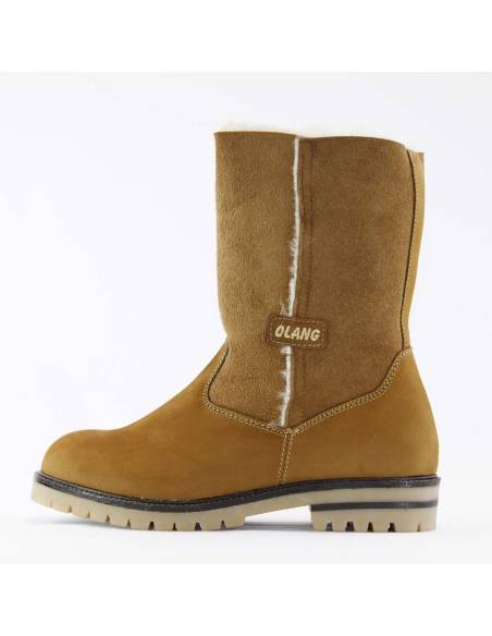 Chaussures chaudes mi-cheville pour femmes en peau de mouton retournée et cuir hydro 