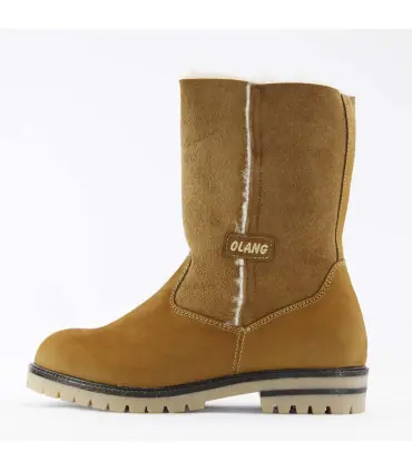 Chaussures chaudes mi-cheville pour femmes en peau de mouton retournée et cuir hydro 
