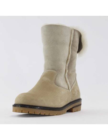 Chaussures chaudes mi-cheville pour femmes en peau de mouton retournée et cuir hydro 