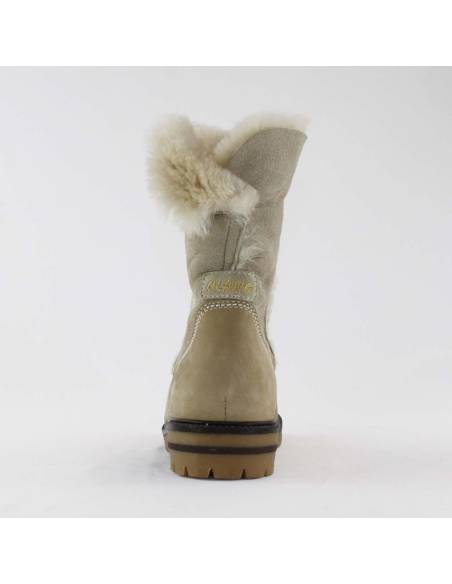 Chaussures chaudes mi-cheville pour femmes en peau de mouton retournée et cuir hydro 