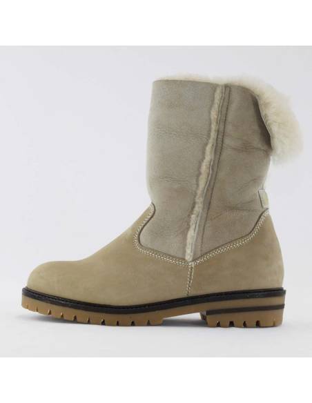 Chaussures chaudes mi-cheville pour femmes en peau de mouton retournée et cuir hydro 