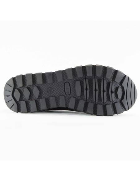 Baskets basses chaudes pour femme en cuir noir et empiècements nubuck