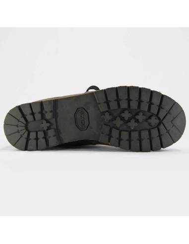 Cálidas zapatillas de caña alta para hombre en piel marrón con inserciones de motivos militares