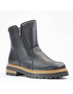 Warme Winterstiefel für Frauen aus schwarzem, gewalktem Rindsleder