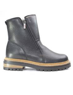 Bottes chaudes d'hiver pour femme en cuir de vachette foulonné noir  2