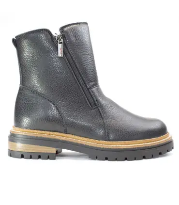 Warme Winterstiefel für Frauen aus schwarzem, gewalktem Rindsleder