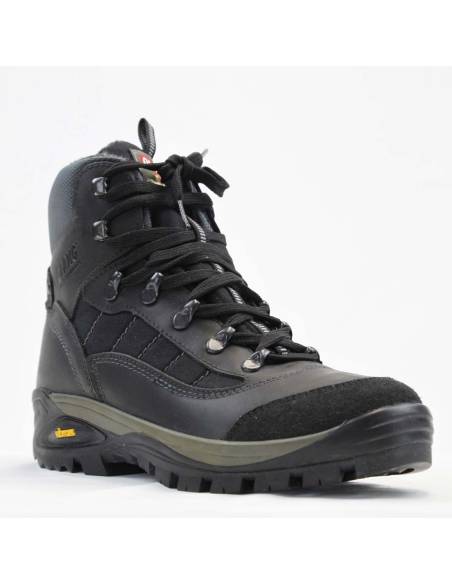 Botas de invierno cálidas para hombre en piel hidrofugada negra y cordura
