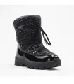 Women's warm winter boots in patent leather with bubble effect collar