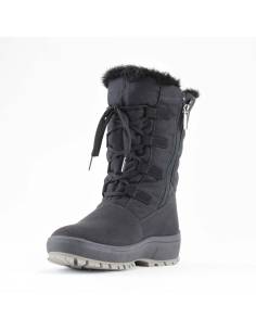 Warme Damen-Schneestiefel aus schwarzem Polyester-Velours.