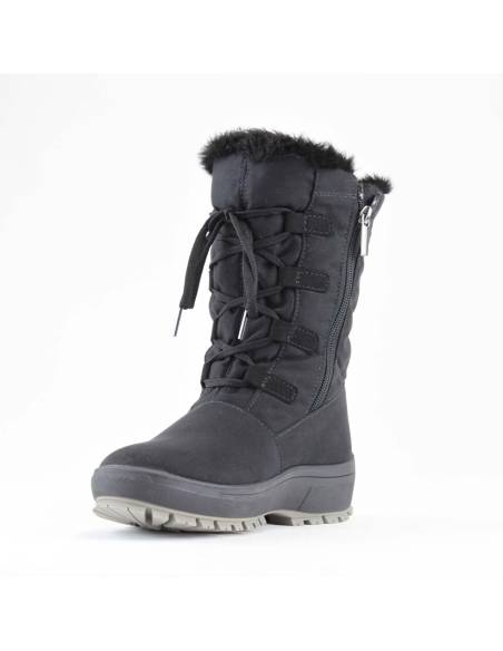 Bottes chaudes de neige pour femmes en polyester velours noir 