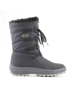 Women's warm snow boots in black polyester velour 2