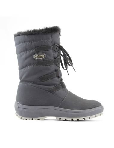 Women's warm snow boots in black polyester velour