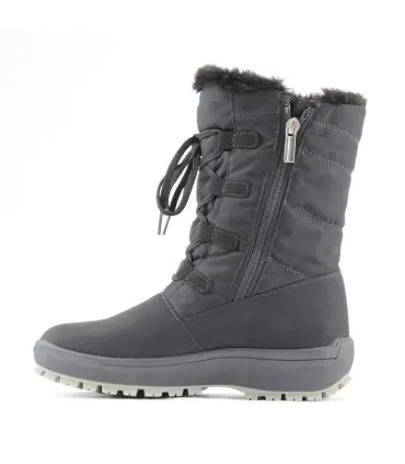 Women's warm snow boots in black polyester velour