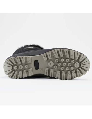 Warme Damen-Schneestiefel aus schwarzem Polyester-Velours.