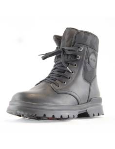 Winterschuhe für Männer aus schwarzem wasserabweisendem Leder mit Stollen OC