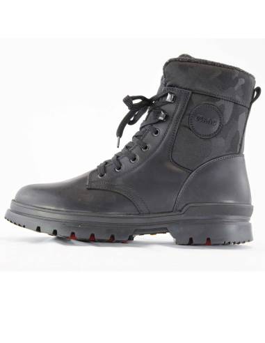 Chaussures d'hiver pour hommes en cuir hydrofuge noir avec crampons OC