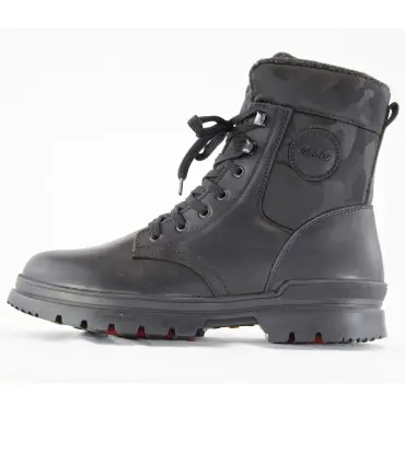 Chaussures d'hiver pour hommes en cuir hydrofuge noir avec crampons OC