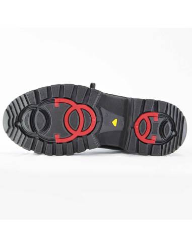 Chaussures d'hiver pour hommes en cuir hydrofuge noir avec crampons OC