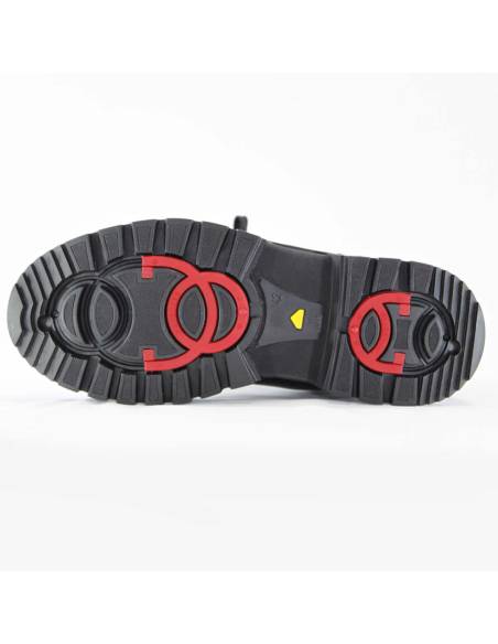 Chaussures d'hiver pour hommes en cuir hydrofuge noir avec crampons OC